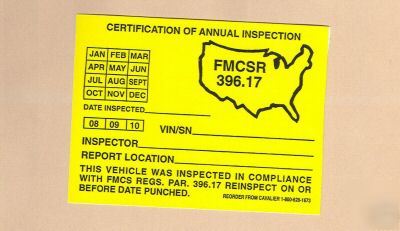 Dot federal annual vehicle inspection stickers fmcsr