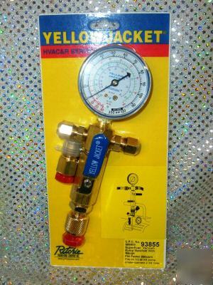 Vacuum pump manifold single valve w/low-side gauge