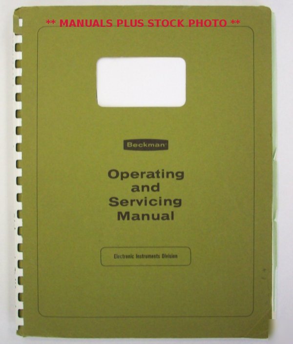 Beckman zeromatic op/service manual - $5 shipping 