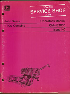 3 operators manuals for john deere 4400 combine and acc
