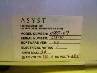 Asyst technologies 300MM wafer prealigner 05050-017