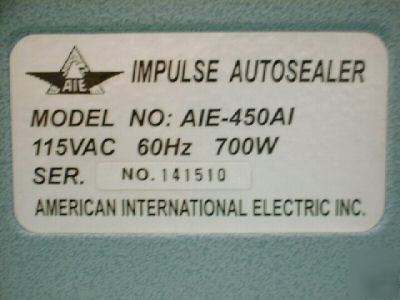 Aie 450 A1 automatic impulse sealer, 18