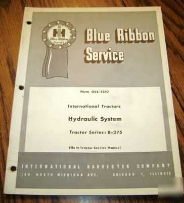 Ih b-275 tractor hydraulic system service manual book
