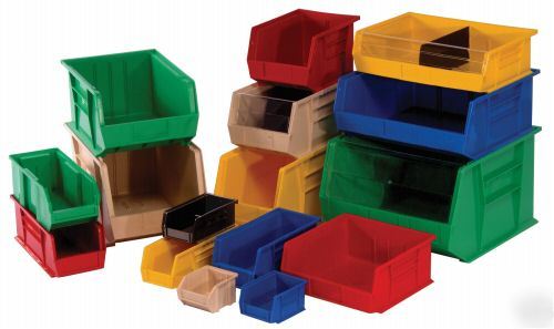 (6) plastic stack hang storage bins containers boxes 