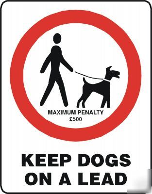 Large metal safety sign keep dogs on a lead 1434