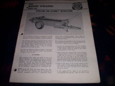 Ford series 802 manure spreaders operating instructions