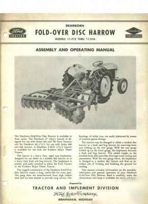 Ford tractor dearborn fold-over disc harrow manual 