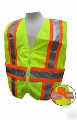 Hi-viz class ii adjustable safety vest- 2-xlg - 5- xlg