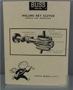 Bliss rolling key clutch service & operation manual