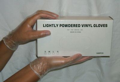 Vinyl disposable gloves, powdered, 8 mil, 100/box, med