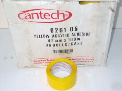 *36 rolls* 48MM x 100M yellow acrylic adhesive tape