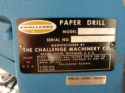 Challenge challenger paper drill model jo machine