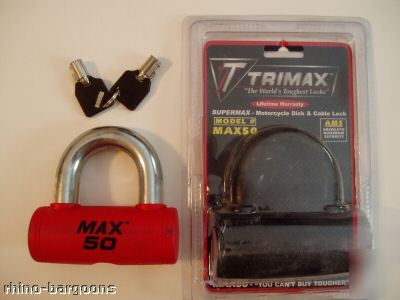 Trimax max 50 motorcycle disc & cable u lock free ship