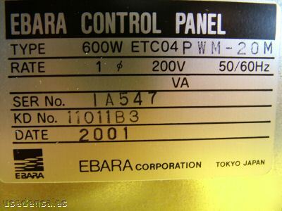 Ebara turbomolecular turbopump controller ET600W