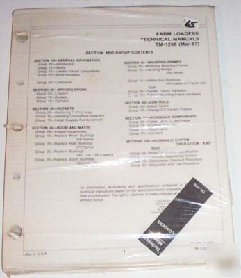 Jd farm loaders technical service manual 1987