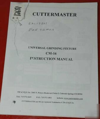 Cuttermaster instruction manual