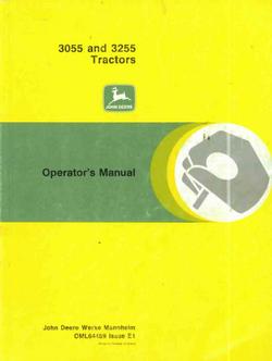 John deere operators manual for 3055 3255 tractors vg