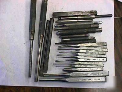 Lot of 25 drive pin & center punches & chisels