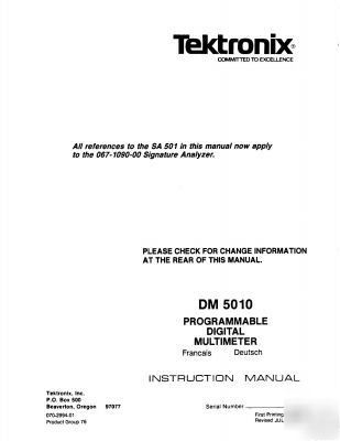 Tek tektronix DM5010 dm-5010 opertion & service manual