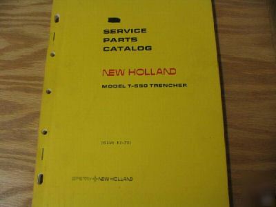 New holland model t-550 trencher parts catalog