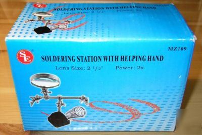 Soldering station with helping hands and 2X mag. glass