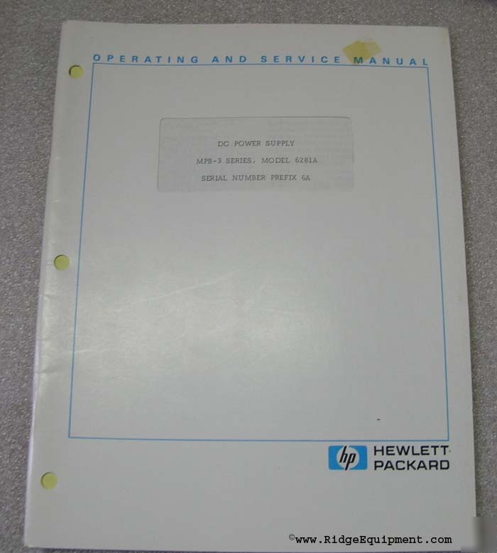 Hp 6281A dc power supply operating & service manual []