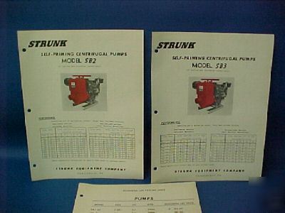 Vintage strunk centrifugal pump spec sheets SB2 SB3