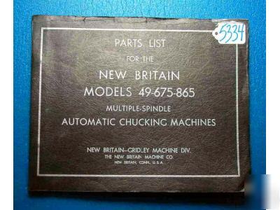New britian parts list models 49-675-865 chucking machs
