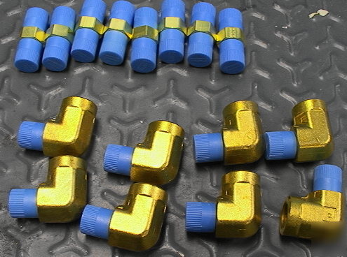 8 parker brass nipples and 8 elbows