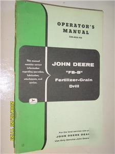 John deere operators manual fb-b grain drill 