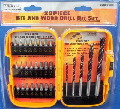 29PC professional wood drill bit & screwdriver bit set