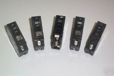 5 - general electric 20 amp THQ8 1-pole circuit breaker