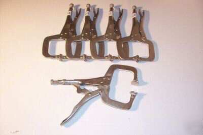 5 pc. 11'' locking c clamps with pads welding hold tool