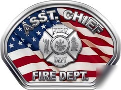 Fire helmet face decal 49 reflective asst. chief flag