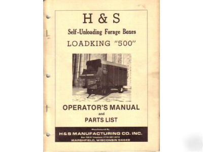H&s loadking 500 forage box parts operator's manual