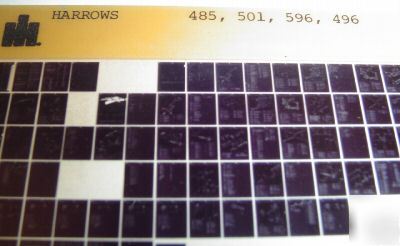 Ih 485, 501 596, 496 harrow parts catalog microfiche