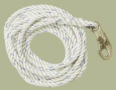 50 ft. lifeline lanyard polyester rope snaphook 3/4