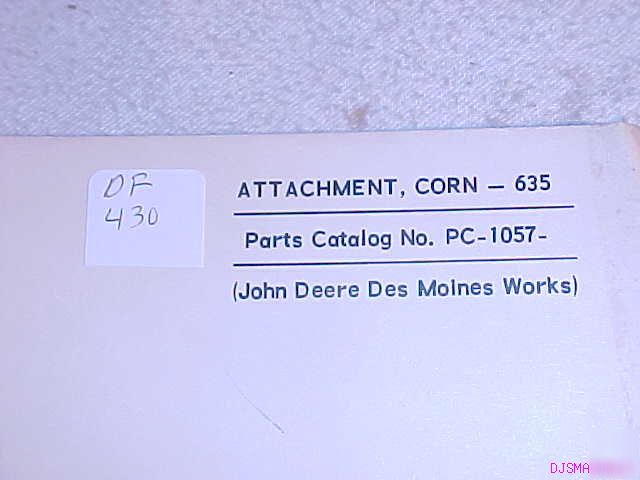 John deere 635 corn attachment parts catalog