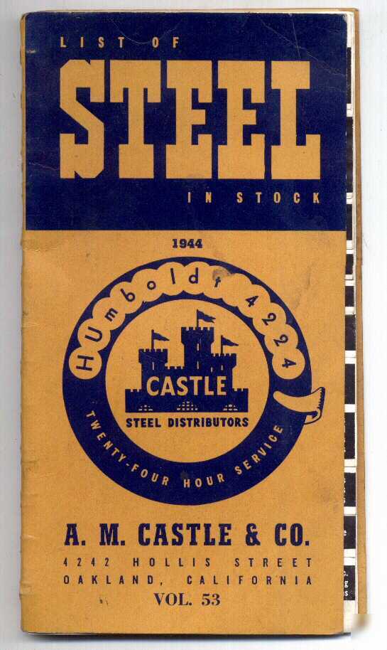 '49 castle steel catalog stock list cold sheets beams +