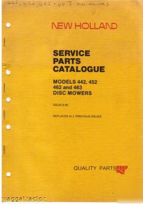 New holland 442 452 462 disc mower parts book catalog