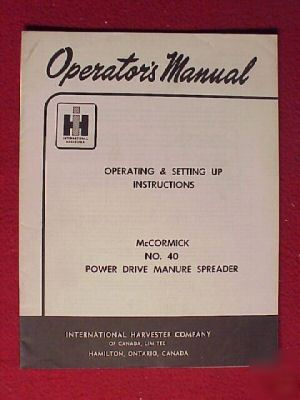 1960 ih mccormick 40 manure spreader operators manual