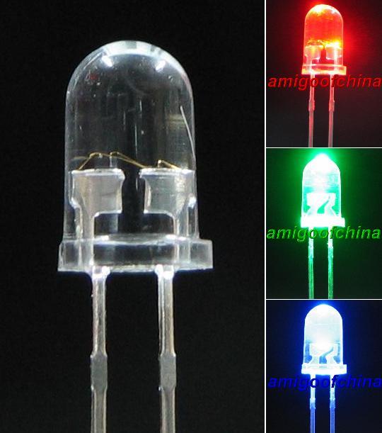 50X 5MM rgb rainbow led bulb fast flash free resistors