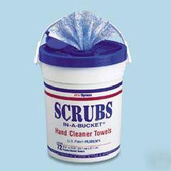 Scrubs hand cleaner towels - 72/bucket - 6 per case