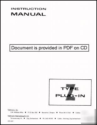 Tek tektronix type z plug-in instruction manual