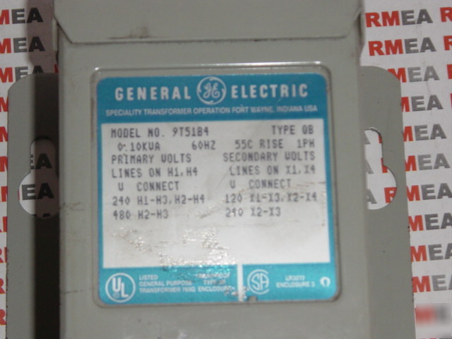 Ge transformer 9T51B4 0.1 kva 240 480 120 240 volts