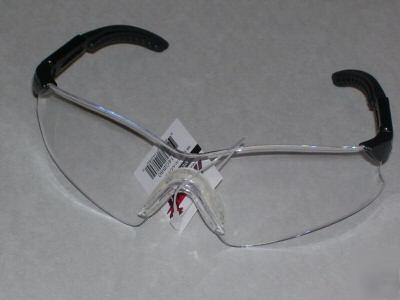 Hawk safety glasses clear lens black temples