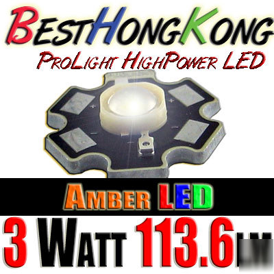 High power led set of 10 prolight 3W amber 113.6LM