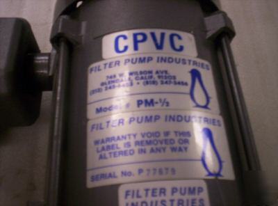 Filter pump industries model pm 1/2 1725 rpms 1/2 hp
