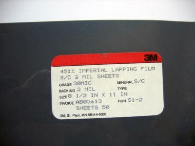 3M 451X imperial lapping film s/c grade 30MIC, 10 sheet