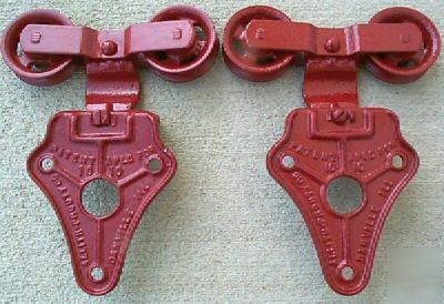 A&p barn door rollers - cast iron - pair - pat. 1915